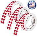Perco Red Perforated Round Circle Dot Sticker 1/2-Inch Labels — 3 Rolls, 9,000 Stickers - Events, Sales for Alert Dots, Urgent Marking &amp; Attention Labels, Strong Adhesive - Made in USA
