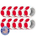 Perco Red Perforated Round Circle Dot Sticker 2-Inch Labels — 10 Rolls, 5,000 Stickers - Sale, Discount &amp; Urgent Warning Labels, High Visibility - Made in USA
