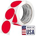 Perco Red Round Circle Dot Sticker 2-Inch Labels with Perforation for Easy Tear-Off, 500 Stickers per Roll - Sale, Discount &amp; Urgent Warning Labels, High Visibility - Made in USA