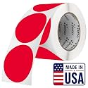 Perco Red Round Circle Dot Sticker 3-Inch Labels with Perforation for Easy Tear-Off, 500 Stickers per Roll - Sale, Discount &amp; Urgent Signage, Warning Labels, High Visibility - Made in USA