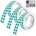 Perco Teal Perforated Round Circle Dot Sticker 1/2-Inch Labels — 3 Rolls, 9,000 Stickers - Planners, Invitations for Aesthetic Coding, Modern Organization &amp; Labeling, Strong Adhesive - Made in USA