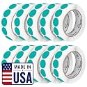 Perco Teal Perforated Round Circle Dot Sticker 1-Inch Labels — 10 Rolls, 10,000 Stickers - Planner Stickers, Office Organization &amp; Modern Labeling, Strong Adhesive - Made in USA