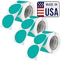 Perco Teal Perforated Round Circle Dot Sticker 3-Inch Labels — 3 Rolls, 1,500 Stickers - Product Labels, Planner Stickers &amp; Modern Branding - Made in USA