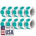 Perco Teal Perforated Round Circle Dot Sticker 3-Inch Labels — 10 Rolls, 5,000 Stickers - Product Labels, Planner Stickers &amp; Modern Branding - Made in USA