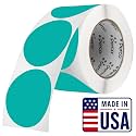 Perco Teal Round Circle Dot Sticker 3-Inch Labels with Perforation for Easy Tear-Off, 500 Stickers per Roll - Product Labels, Planner Stickers &amp; Modern Branding - Made in USA