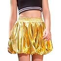 Perfashion Girls Bubble Skirt Metallic Puff Balloon Cute Mini Skorts Dance Outfits with Shorts 4-13Y