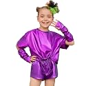 Perfashion Girls Metallic Shirts Shiny Tie Front Knot Crop Top with Arm Sleeves for Dancing Raves Festivals 4-15 Years