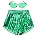Perfashion Girls Metallic Shorts Shiny Hot Short Sparkly Party Pants &amp;Sunglasses
