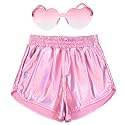 Perfashion Girls Metallic Shorts Shiny Hot Short Sparkly Party Pants &amp;Sunglasses