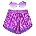 Perfashion Girls Metallic Shorts Shiny Hot Short Sparkly Party Pants &amp;Sunglasses