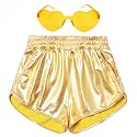 Perfashion Girls Metallic Shorts Shiny Hot Short Sparkly Party Pants &amp;Sunglasses
