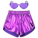 Perfashion Girls Metallic Shorts Shiny Hot Short Sparkly Party Pants &amp;Sunglasses