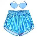 Perfashion Girls Metallic Shorts Shiny Hot Short Sparkly Party Pants &amp;Sunglasses
