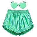 Perfashion Girls Metallic Shorts Shiny Hot Short Sparkly Party Pants &amp;Sunglasses