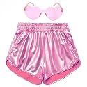 Perfashion Girls Metallic Shorts Shiny Hot Short Sparkly Party Pants &amp;Sunglasses