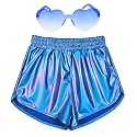 Perfashion Girls Metallic Shorts Shiny Hot Short Sparkly Party Pants &amp;Sunglasses