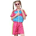 Perfashion Girls Summer 2 Piece Outfits 80s 90s Tracksuit Windbreaker &amp; Short Sets Hip Hop Dance 4-13Y