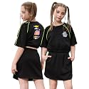 Perfashion Girls Summer 2 Piece Outfits 80s 90s Tracksuit Windbreaker & Short Sets Hip Hop Dance 4-13Y