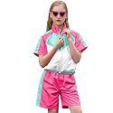Perfashion Girls Summer 2 Piece Outfits 80s 90s Tracksuit Windbreaker &amp; Short Sets Hip Hop Dance 4-13Y