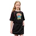 Perfashion Girls Summer 2 Piece Outfits 80s 90s Tracksuit Windbreaker &amp; Short Sets Hip Hop Dance 4-13Y