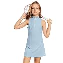 Perfashion Girls Tennis Dress 1/4 Zip Golf Outfit Built-in Bra &amp; Shorts Pickleball Athletic Dress Workout Pockets 4-13Y