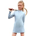 Perfashion Girls Tennis Dress 1/4 Zip Golf Outfit Built-in Bra & Shorts Pickleball Athletic Dress Workout Pockets 4-13Y
