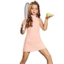 Perfashion Girls Tennis Dress 1/4 Zip Golf Outfit Built-in Bra &amp; Shorts Pickleball Athletic Dress Workout Pockets 4-13Y