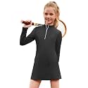 Perfashion Girls Tennis Dress 1/4 Zip Golf Outfit Built-in Bra &amp; Shorts Pickleball Athletic Dress Workout Pockets 4-13Y