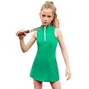 Perfashion Girls Tennis Dress 1/4 Zip Golf Outfit Built-in Bra &amp; Shorts Pickleball Athletic Dress Workout Pockets 4-13Y