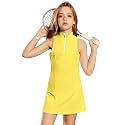 Perfashion Girls Tennis Dress 1/4 Zip Golf Outfit Built-in Bra &amp; Shorts Pickleball Athletic Dress Workout Pockets 4-13Y