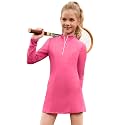 Perfashion Girls Tennis Dress 1/4 Zip Golf Outfit Built-in Bra & Shorts Pickleball Athletic Dress Workout Pockets 4-13Y