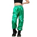 Perfashion Metallic Cargo Pants for Girls & Womens Hip Hop Dance Multi-Pocket Joggers High Waist Pants 6-15Y