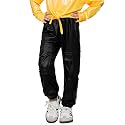 Perfashion Metallic Cargo Pants for Girls & Womens Hip Hop Dance Multi-Pocket Joggers High Waist Pants 6-15Y