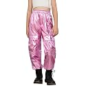Perfashion Metallic Cargo Pants for Girls &amp; Womens Hip Hop Dance Multi-Pocket Joggers High Waist Pants 6-15Y
