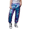 Perfashion Metallic Cargo Pants for Girls &amp; Womens Hip Hop Dance Multi-Pocket Joggers High Waist Pants 6-15Y