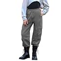 Perfashion Metallic Cargo Pants for Girls &amp; Womens Hip Hop Dance Multi-Pocket Joggers High Waist Pants 6-15Y