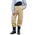 Perfashion Metallic Cargo Pants for Girls & Womens Hip Hop Dance Multi-Pocket Joggers High Waist Pants 6-15Y