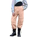 Perfashion Metallic Cargo Pants for Girls &amp; Womens Hip Hop Dance Multi-Pocket Joggers High Waist Pants 6-15Y