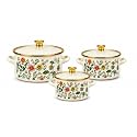 PERFECT Home &amp; Kitchen Mini Enamel Casserole Set with Lid | Enameled StockPot &amp; Biryani Pot | All Cooktops Compatible | Kitchen Gift Pack Set of Mini Casseroles for Cooking, Reheating, Serving and Storing(Set of 3), L