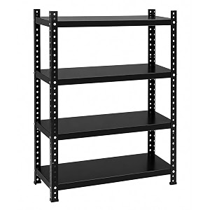 perfect rack 4 shelf multipurpose steel storage rack for home kitchen bedroom office amp store  heavy duty metal shelving unit  36 inch height x 24 inch length x 12 inch widthcover black