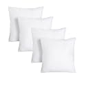 Perfect Sleeper 12x12 Inch Set of 4 Plain White Throw Pillow Insert - Cozy and Soft Sofa Microfiber Fill Cushion for Stylish Home Decor - White