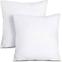 Perfect Sleeper 16x16 Inch Set of 2 Plain White Throw Pillow Insert - Cozy and Soft Sofa Microfiber Fill Cushion for Stylish Home Decor - White