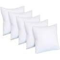 Perfect Sleeper 16x16 Inch Set of 5 Plain White Throw Pillow Insert - Cozy and Soft Sofa Microfiber Fill Cushion for Stylish Home Decor - White