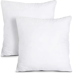 perfect sleeper 22x22 inch set of 2 plain white throw pillow insert - cozy and soft sofa microfiber fill cushion for stylish home decor - white