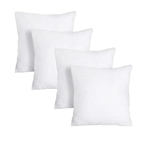 perfect sleeper 24x24 inch set of 4 plain white throw pillow insert - cozy and soft sofa microfiber fill cushion for stylish home decor - white