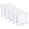 Perfect Sleeper 24x24 Inch Set of 5 Plain White Throw Pillow Insert - Cozy and Soft Sofa Microfiber Fill Cushion for Stylish Home Decor - White