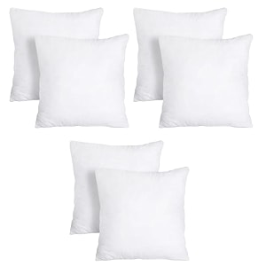 perfect sleeper 24x24 inch set of 6 plain white throw pillow insert - cozy and soft sofa microfiber fill cushion for stylish home decor - white