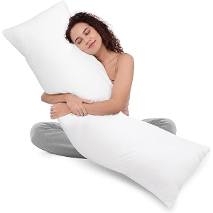 perfect sleeper body pillow 18x54 inch for adults - white pregnancy pillows - soft maternity side sleeper pillow for adults - long cuddle pillow for bed - 18x54 full body pillow
