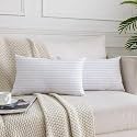 Perfect Sleeper Rectangular 12X20 Inches Cushion, Set of 2, Amanat Microfiber Hotel Quality Premium Fibre Soft Cushion, Pillow Filler, White
