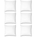 Perfect Sleeper Square Pillow 14x14 Inches, Set of 6, Soft Polyester Fibre Hotel Quality Premium Fibre Soft and Lightweight Cushion Filler, White Stripe